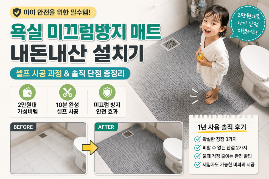 구축 아파트 욕실 미끄럼방지 매트 설치 전후(비포 애프터) 비교 썸네일 이미지